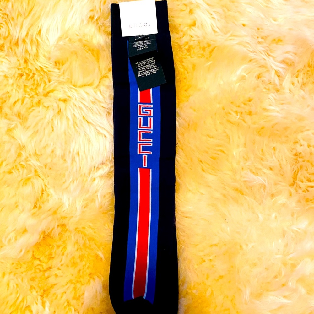 ✅ New Gucci Socks W/ Tags and Box! Blue/Red Stripe